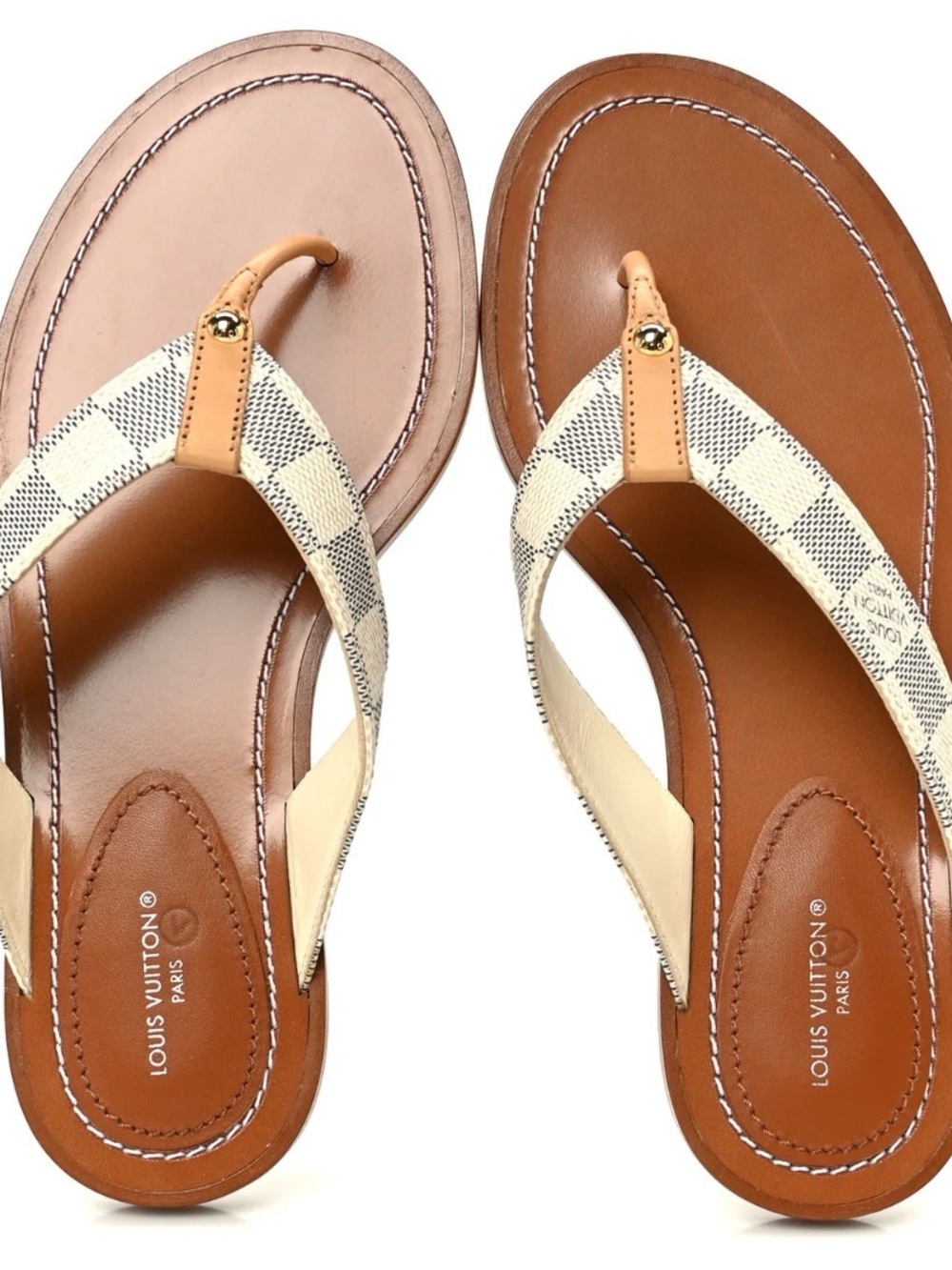 AUTHENTIC Louis Vuitton Damier Azur Sunny Flat Thong Sandals 38 US 8  🥰 👍